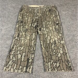 VTG Ted Nugent Pants Mens 37x26 Gray Trebark Camo Cargo Pockets Cotton Hunting